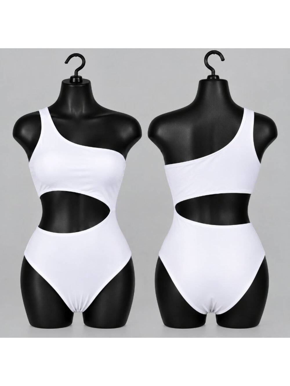 XS White One Shoulder Cutout Tummy Control Asymmetrical One Piece Swimsuit NWT